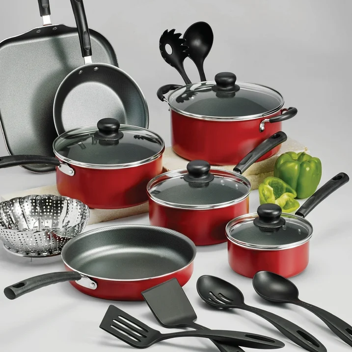 Tramontina Primaware 18 Piece Non-stick Cookware Set, Red