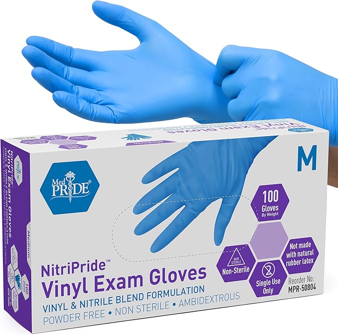 MED PRIDE Disposable Powder Free Non Latex Single Use Medical Exam Gloves